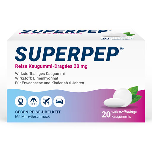 SUPERPEP Reise Kaugummi Dragees 20 mg